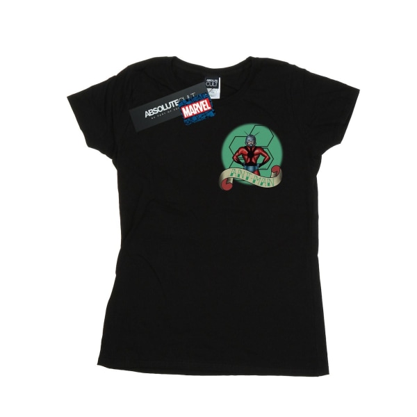 Marvel T-shirt i bomull för kvinnor/damer, Ant-Man-tatuering med print Black L