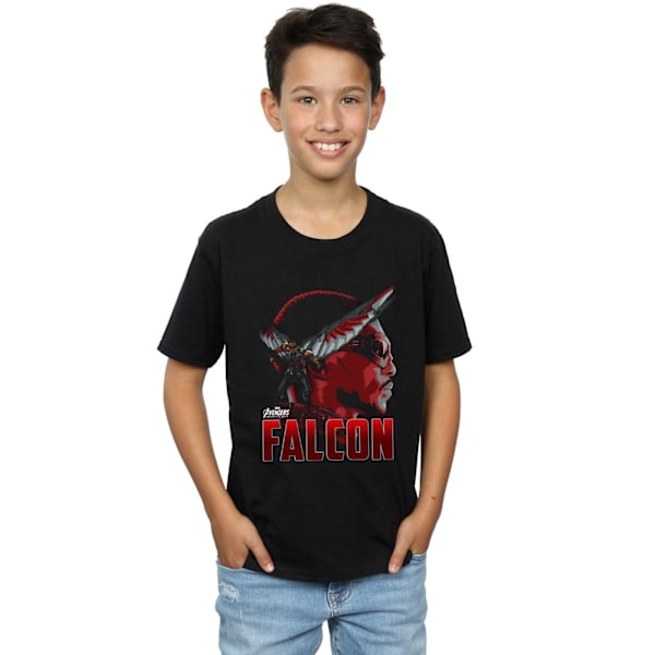 Marvel Boys Avengers Infinity War Falcon Character T-Shirt 9-11 Black 9-11 Years