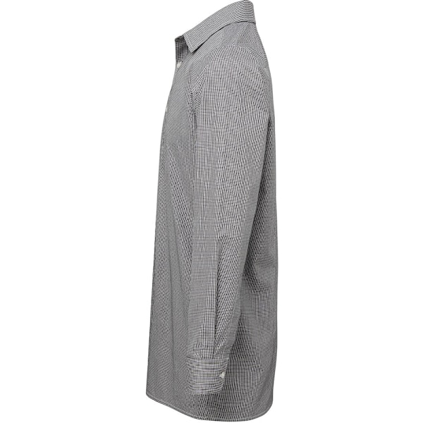Premier Herr Microcheck Långärmad Skjorta 3XL Svart/Vit Black/White 3XL