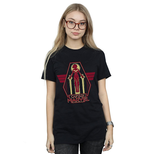 Marvel Womens/Ladies Captain Marvel Flying Warrior Bomull Boyfriend T-Shirt Black XXL