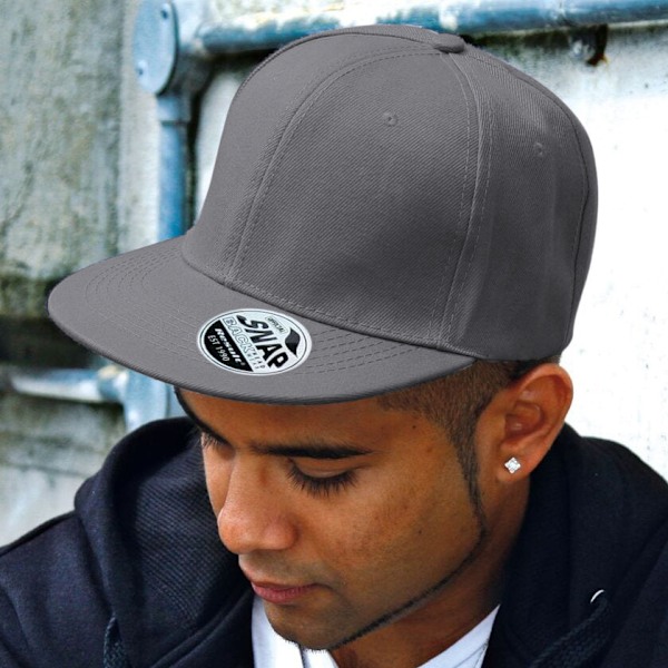 Result Unisex Core Bronx Original Flat Peak Snapback Enfärgad Heather Grey One Size