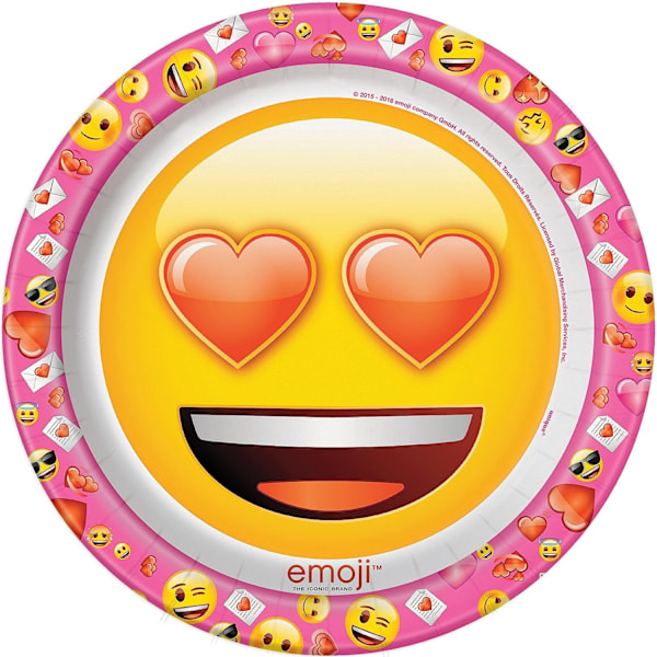 Unika Emoji Alla hjärtans dag-tallrikar från Unique Party (8-pack) En storlek Yellow/Pink One Size
