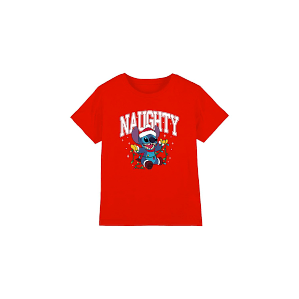 Lilo & Stitch Barn/Barn Naughty Stitch Julbelysning T-shirt Red 12-13 Years