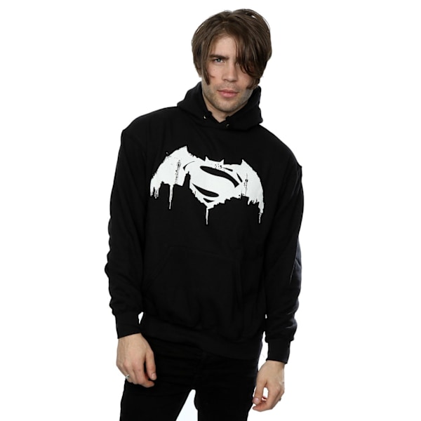 DC Comics Herr Batman v Superman Beaten Logo Hoodie S Svart Black S