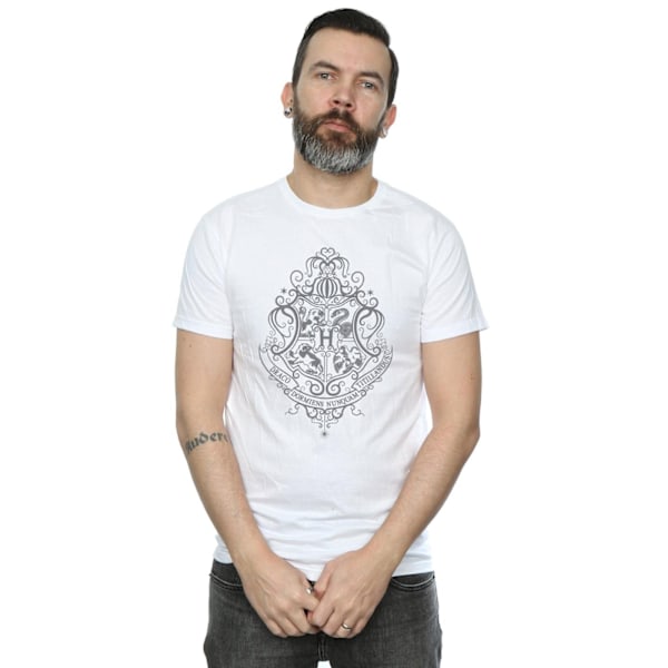 Harry Potter T-shirt för män Hogwarts Draco Dormiens Crest M Vit White M