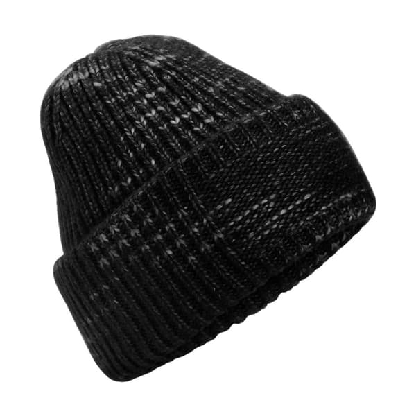 Beechfield Chunky Stickad Mössa med Vändbar Patch One Size Midnattsdis H Midnight Haze One Size