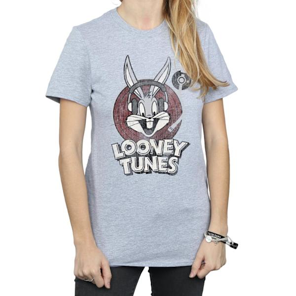 Looney Tunes Dam/Damer Bugs Bunny Cirkel Bomull Logotyp Pojkvän Sports Grey M