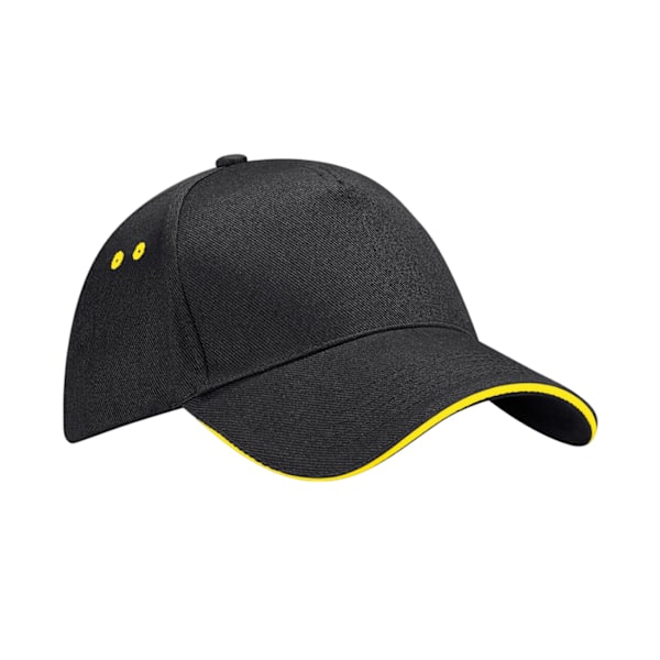 Beechfield 5 Panel Sandwich Peak Baseball Cap One Size Svart/Gul Black/Yellow One Size