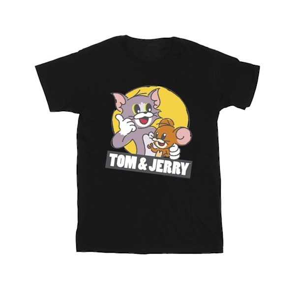 Tom And Jerry Girls Sketch Logo Bomull T-shirt 12-13 År Svart Black 12-13 Years