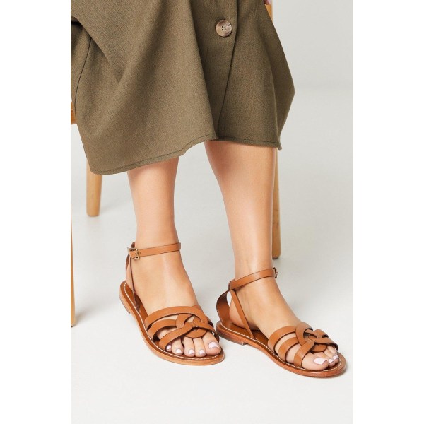 Dorothy Perkins Dam/Dam Jaleesa Lädervävd bred sandal Tan 8 UK