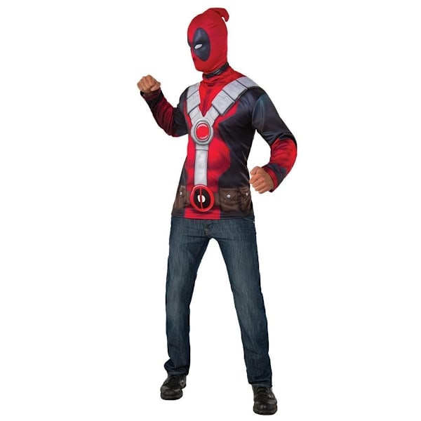 Deadpool Kostym Topp för Män Standard Röd/Svart Red/Black Standard