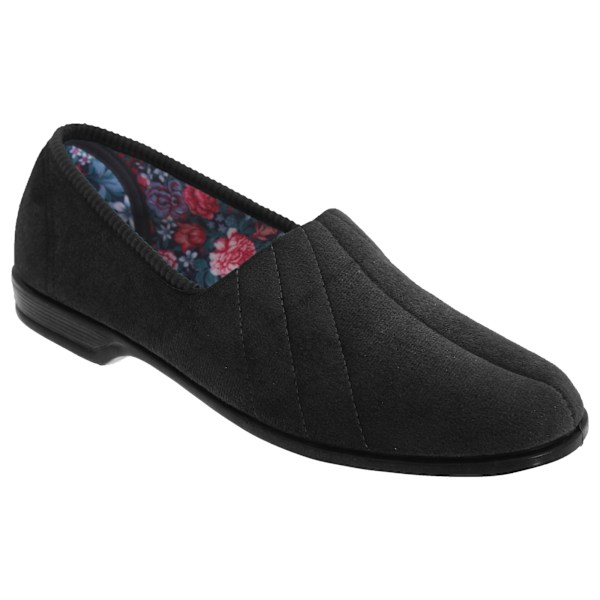 Sleepers Dam/Dam Audrey III Rulltopp Velours Tofflor 5 UK Black 5 UK