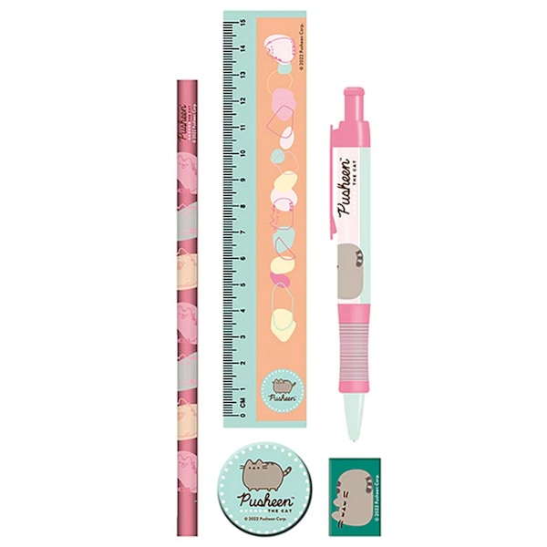 Pusheen Botanical Stationery Set En Storlek Rosa/Blå Pink/Blue One Size