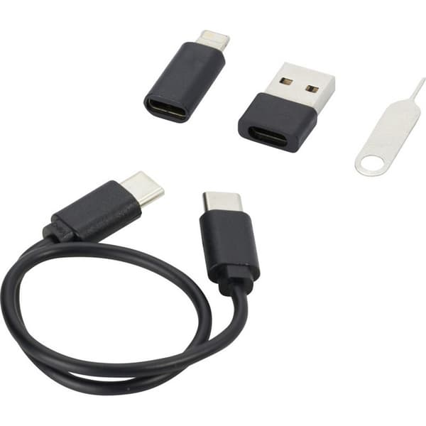 Savvy återvunnen plast modulär laddningskabel med telefonhållare Solid Black One Size
