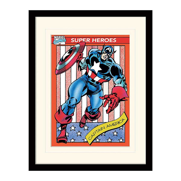 Captain America Trading Card Mounted Print 40cm x 30cm Multicol Multicoloured 40cm x 30cm