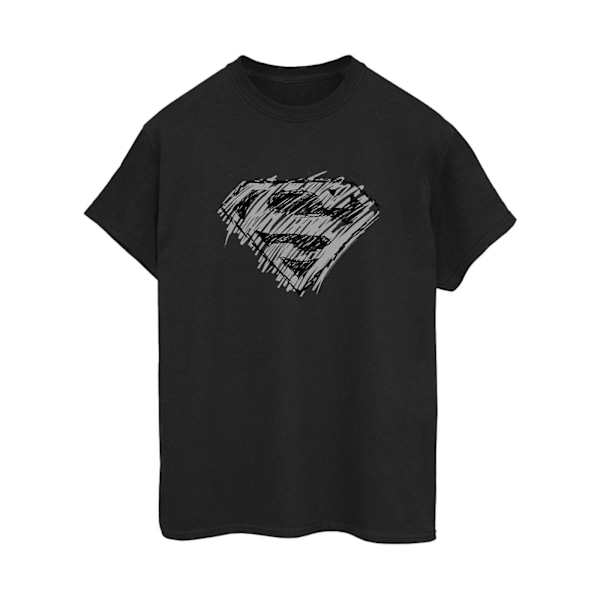 DC Comics Dam/Kvinnor Superman Logo Sketch Bomull Boyfriend T Black XL