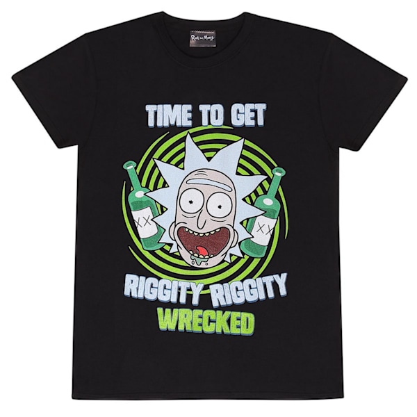 Rick And Morty Unisex Vuxen Riggity Wrecked T-Shirt L Svart Black L