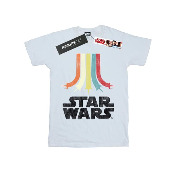 Star Wars Dam/Dam Retro Regnbåge Bomull Boyfriend T-shirt White S