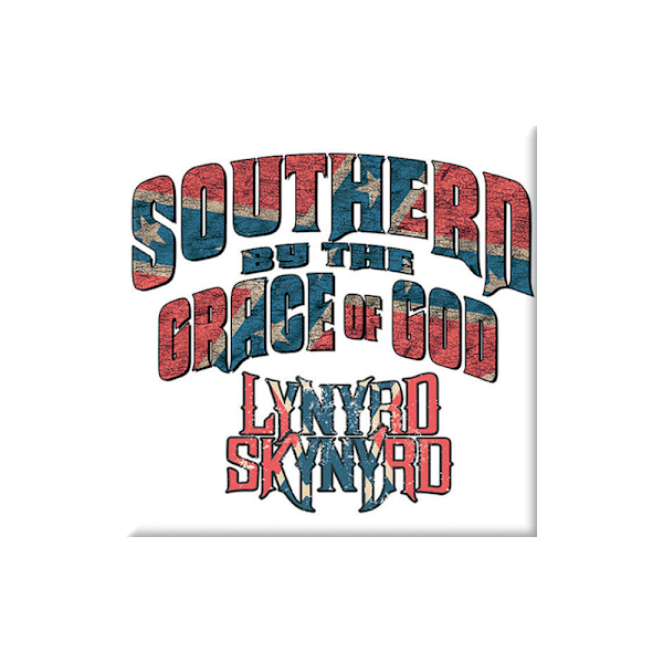 Lynyrd Skynyrd Southern By The Grace Of God Kylskåpsmagnet En Storlek White/Blue/Red One Size