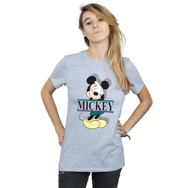 Disney Dam/Kvinnor Mickey Mouse Bokstäver Bomull Boyfriend T-Sh Sports Grey 3XL