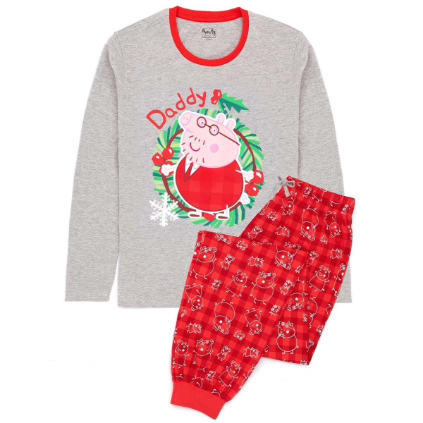 Greta Gris Herr Daddy Pig Christmas Pyjamas Set XXL Röd/Grå Red/Grey XXL