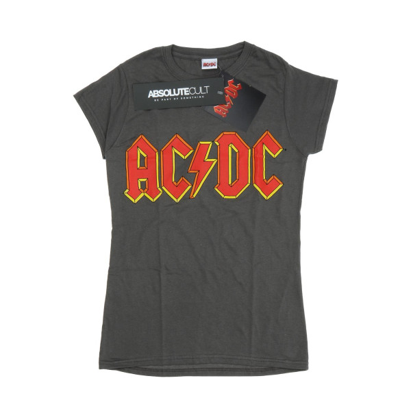 AC/DC Dam/Kvinnor Röd Logo Bomull T-shirt M Charcoal Charcoal M