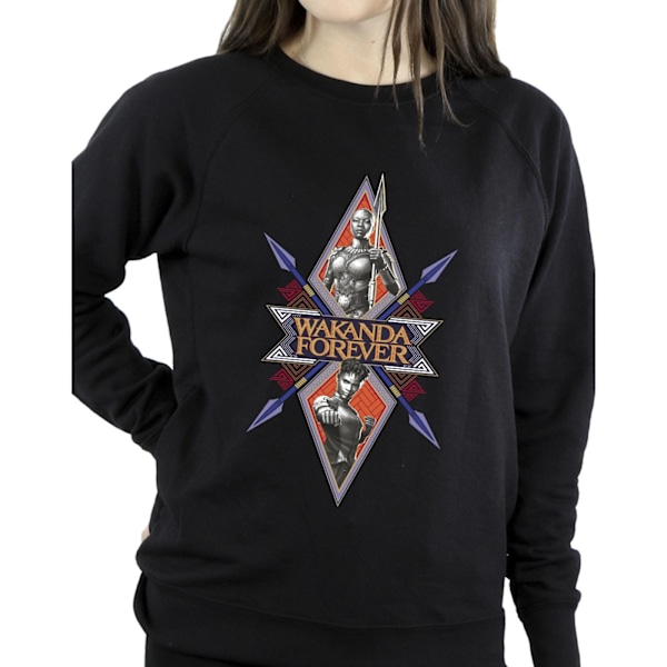 Marvel Dam/Damer Wakanda Forever Tribal Spear Bröst Sweatshirt Black M