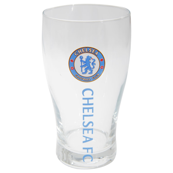 Chelsea FC Official Football Crest Pint Glass One Size Clear/Bl Clear/Blue One Size