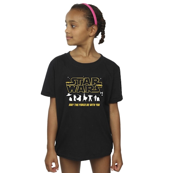 Star Wars T-shirt i bomull med silhuetter av tjejer, 7-8 år, svart Black 7-8 Years