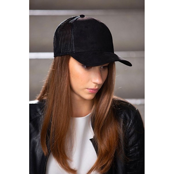 Atlantis Rapper Faux Suede 5 Panel Trucker Cap One Size Black Black One Size