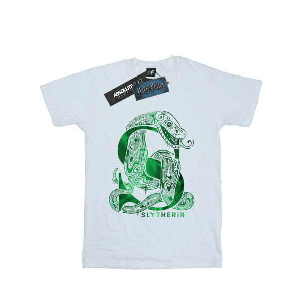 Harry Potter Dam/Kvinnor Slytherin Orm Bomull Boyfriend T-Shirt XL Vit White XL