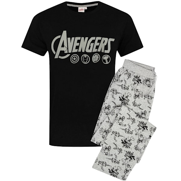 The Avengers Herr Logotyp Pyjamas Set XXL Svart/Grå Black/Grey XXL