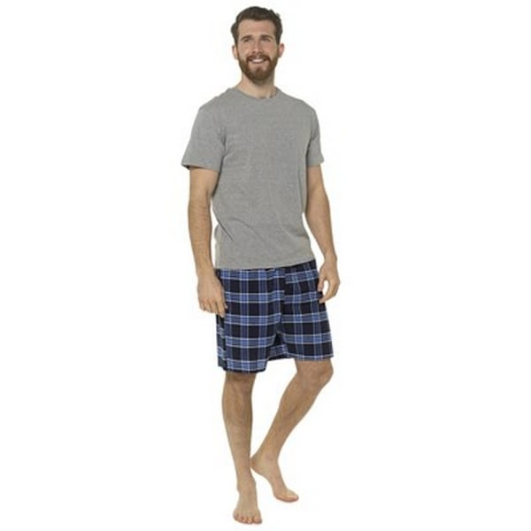 Foxbury Herr Jersey Rutig Kort Lounge Set M Grå Rutig Grey Check M