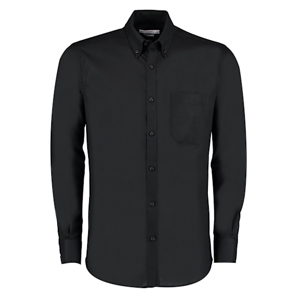 Kustom Kit Herr Oxford Slim Långärmad Skjorta 18in Svart Black 18in