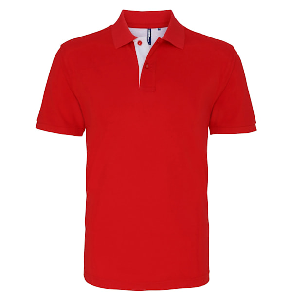 Asquith & Fox Klassisk passform Kontrast Poloskjorta 3XL Röd/ Vit Red/ White 3XL
