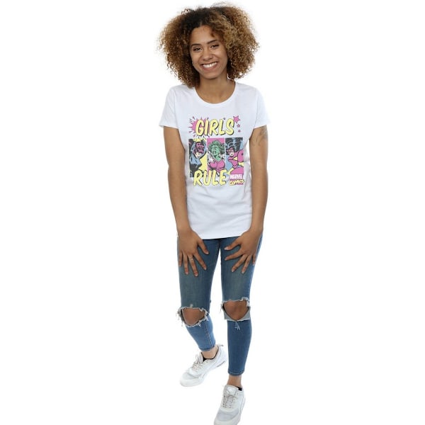 Marvel Comics Dam/Damer T-shirt i bomull med pojkvänsmodell för kvinnor/flickor White M