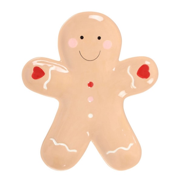 Something Different Keramisk Pepparkaksgubbe Tallrik En Storlek Brun Brown/Red One Size