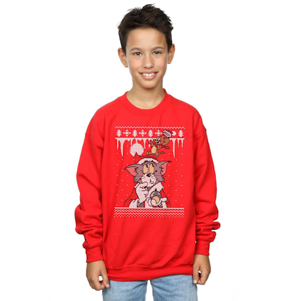 Tom And Jerry Pojkar Jul Fair Isle Sweatshirt 7-8 År Röd Red 7-8 Years