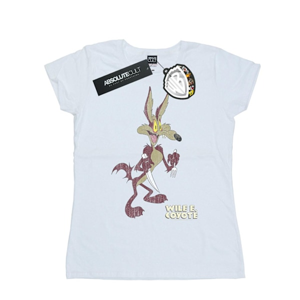 Looney Tunes Dam/Damer Wile E Coyote Distressed Bomull T-Sh White M