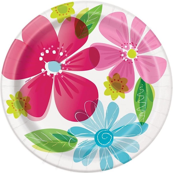 Vårblommiga pappersassietter (förpackning om 8) En storlek Flerfärgad Multicoloured One Size