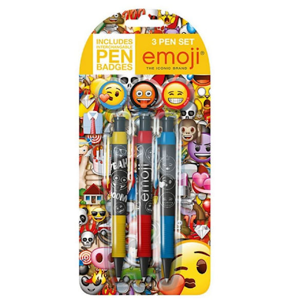 Emoji kulspetspenna set (3-pack) One Size Svart/Flerfärgad Black/Multicoloured One Size