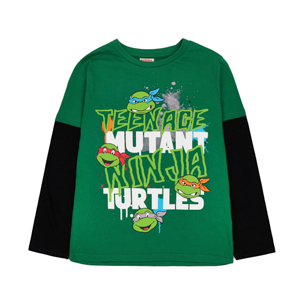 Teenage Mutant Ninja Turtles Pojkar Text Långärmad T-shirt 3-4 Green 3-4 Years