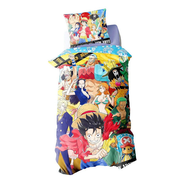 One Piece Straw Hat Crew Luffy Vändbart Påslakanset Enkel Mult Multicoloured Single