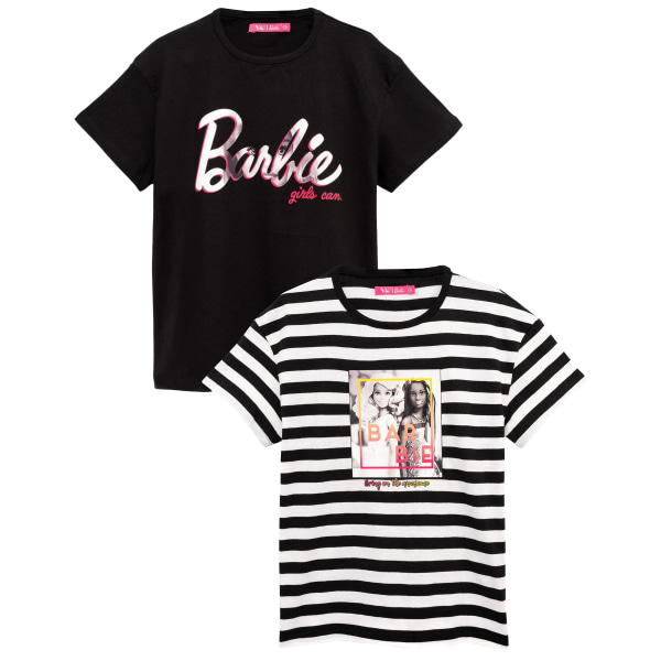 Barbie Girls T-Shirt (2-pack) 7-8 år Svart/Vit Black/White 7-8 Years