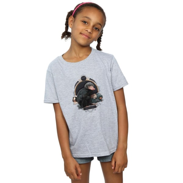 Fantastic Beasts Girls Baby Nifflers T-shirt i bomull 5-6 år S Sports Grey 5-6 Years
