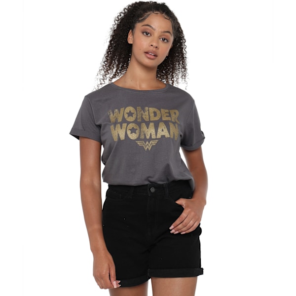 Wonder Woman Dam/Kvinnor Metallic Logo T-Shirt M Mörk Kol Dark Charcoal M