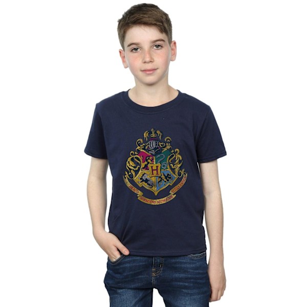 Harry Potter Boys Hogwarts Crest Bomull T-shirt 9-11 år Marinblå Navy Blue 9-11 Years