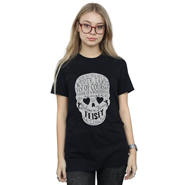 Disney Womens/Ladies Tinker Bell Skull Cotton Boyfriend T-Shirt Black XL