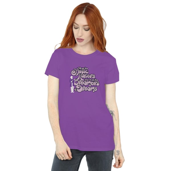 Willy Wonka Dam/Damer Drömmare Text Bomull Boyfriend T-Shir Purple M