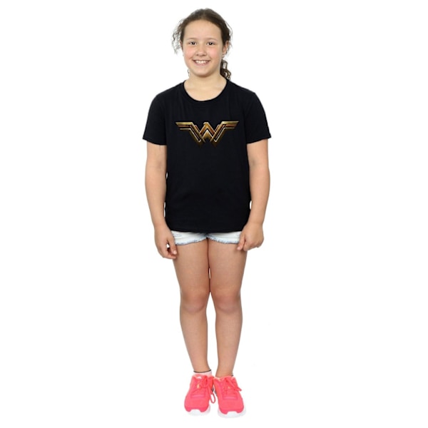 Wonder Woman Girls Logo Bomull T-shirt 12-13 År Svart Black 12-13 Years